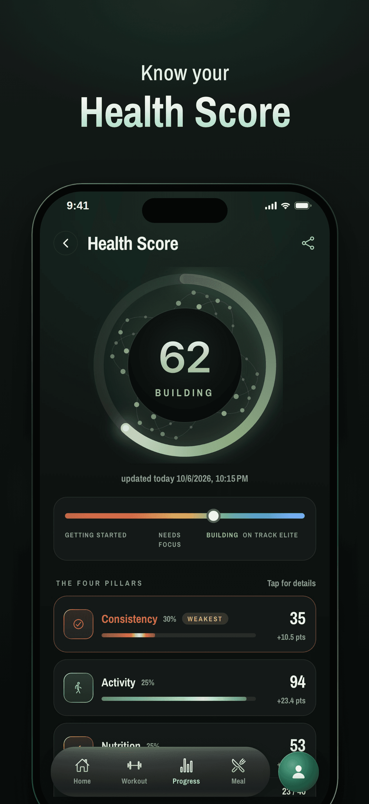 Health Score with its four pillars